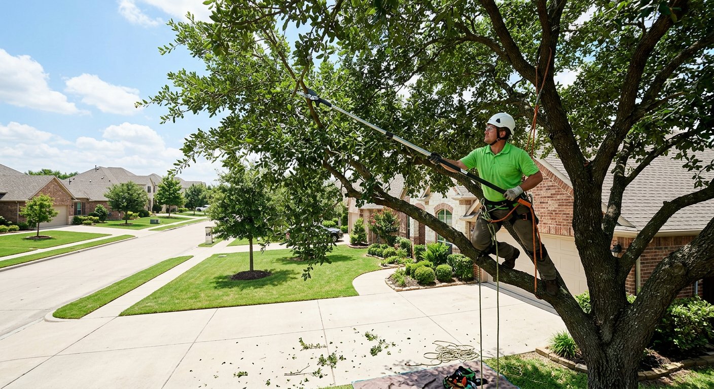 Crown trimming above a driveway